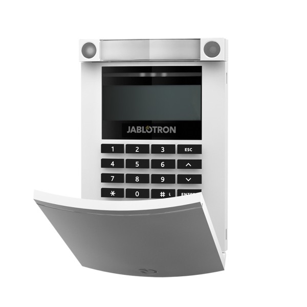 Jablotron Funk-Bedienteil mit LCD-Display, Codetastatur und Leser, weiß